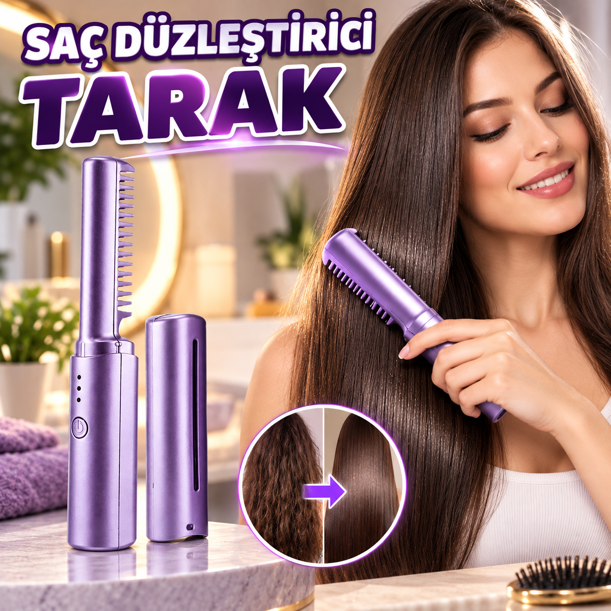 1 ADET ŞARJLI SAÇ DÜZLEŞTİRİCİ