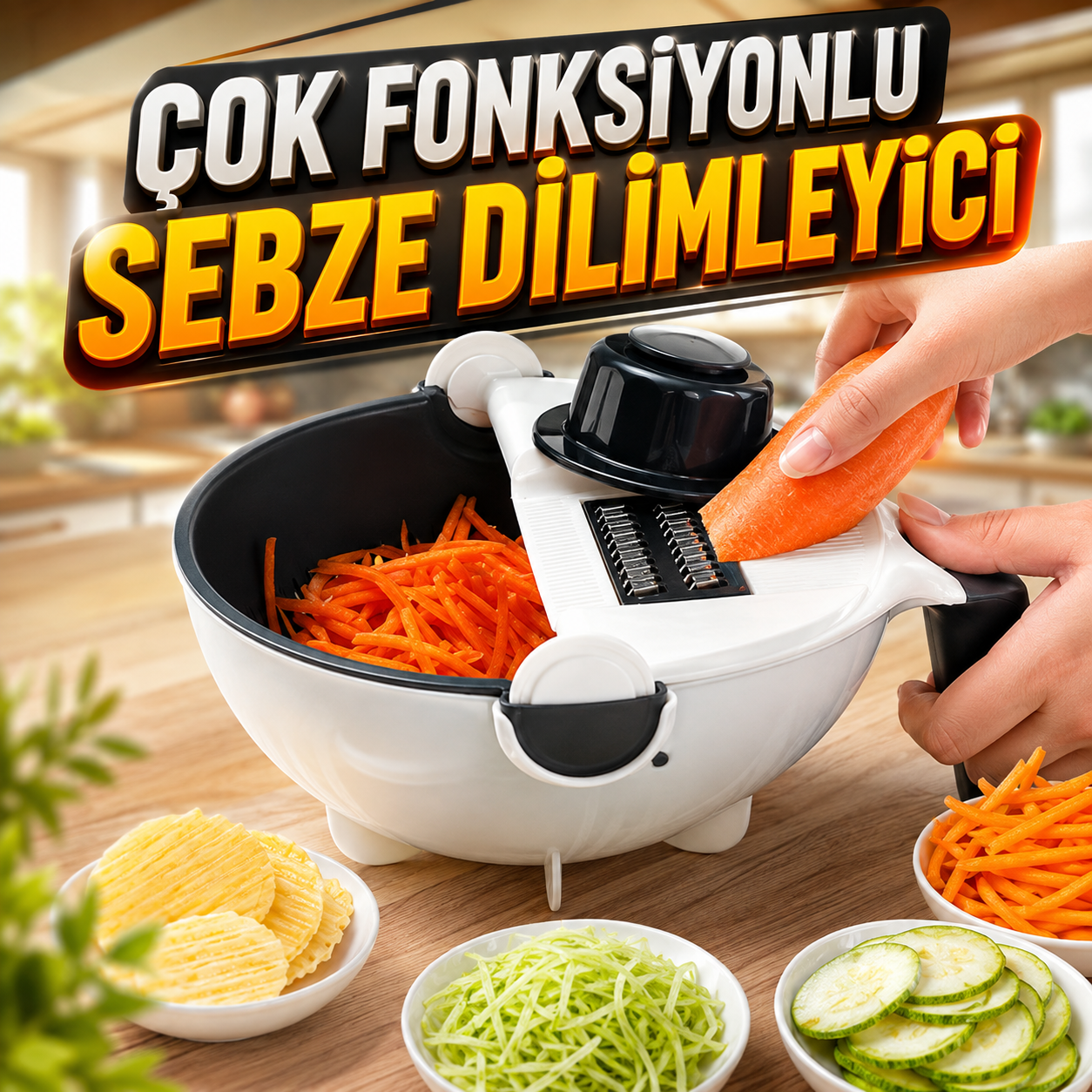 1 ADET ÇOK FONKSİYONLU YUVARLAK SEBZE DİLİMLEYİCİ