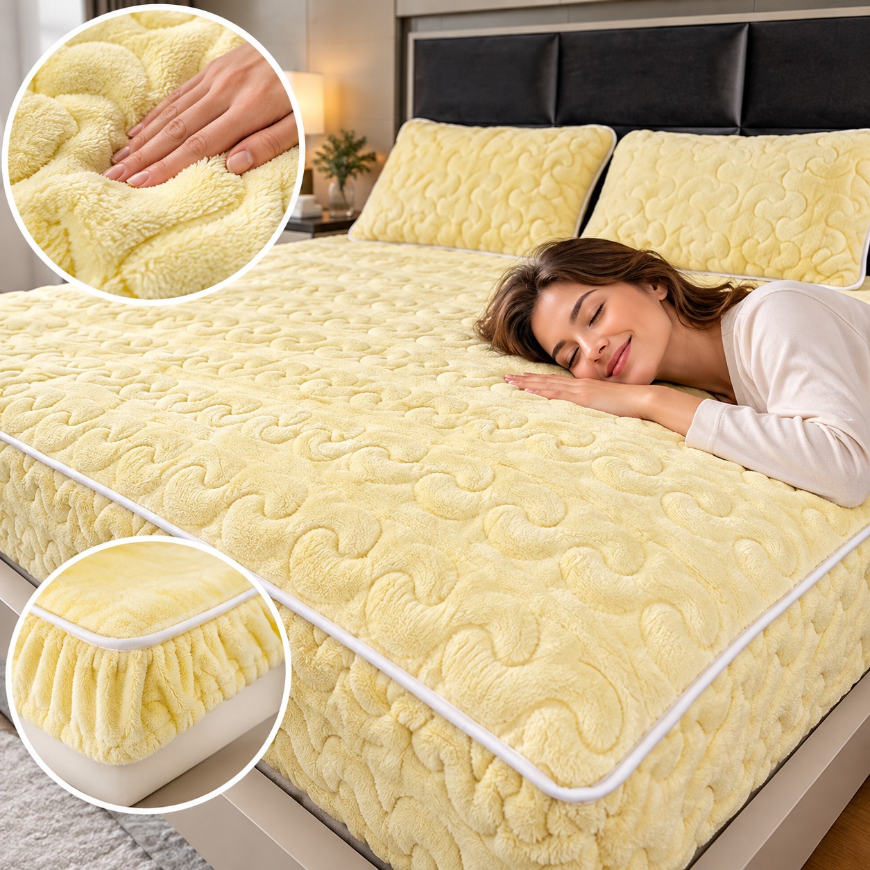 1 ADET TEK KİŞİLİK PELUŞ YATAK ÖRTÜSÜ SARI