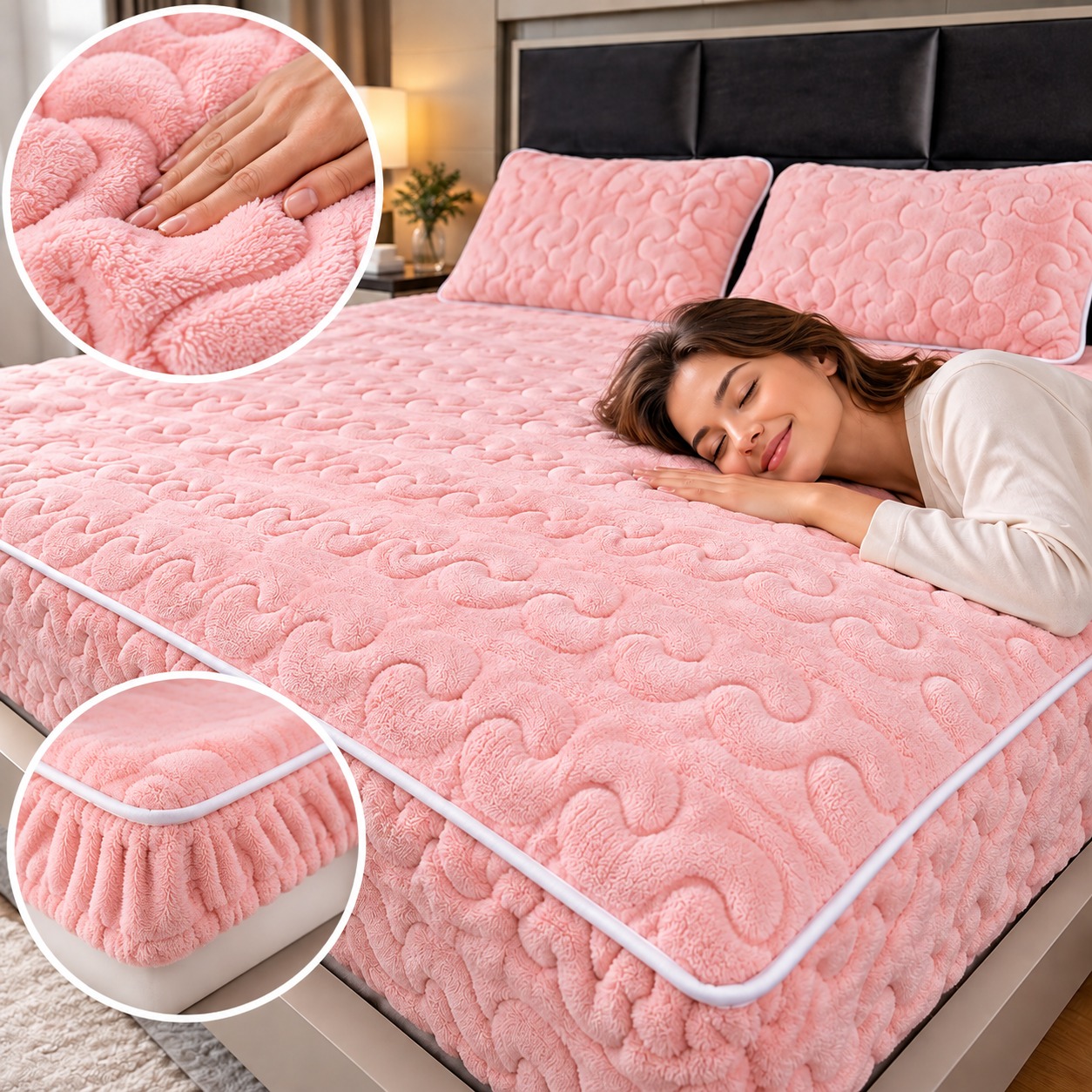 1 ADET TEK KİŞİLİK PELUŞ YATAK ÖRTÜSÜ PEMBE