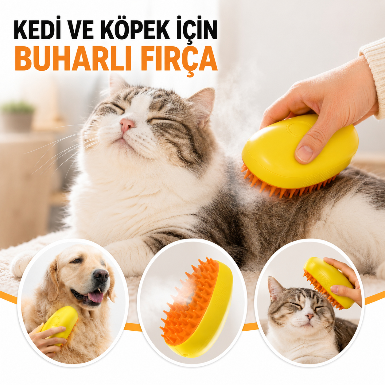 1 ADET KEDİ VE KÖPEK İÇİN BUHARLI FIRÇA