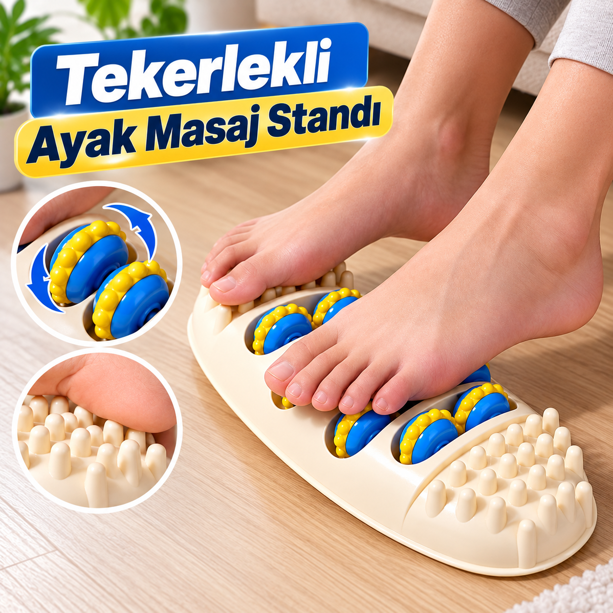 1 ADET TEKERLEKLİ AYAK ALTI MASAJ STANDI