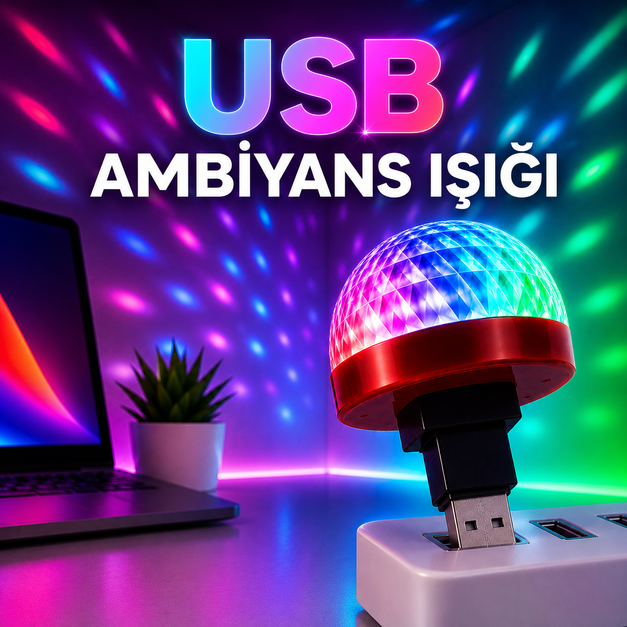 1 ADET USB AMBİYANS IŞIĞI